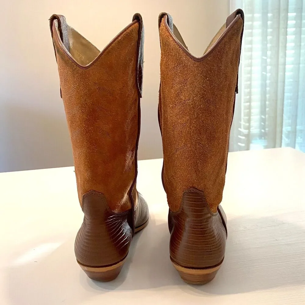 Women's Two-Tone Brown Western Ankle Boots